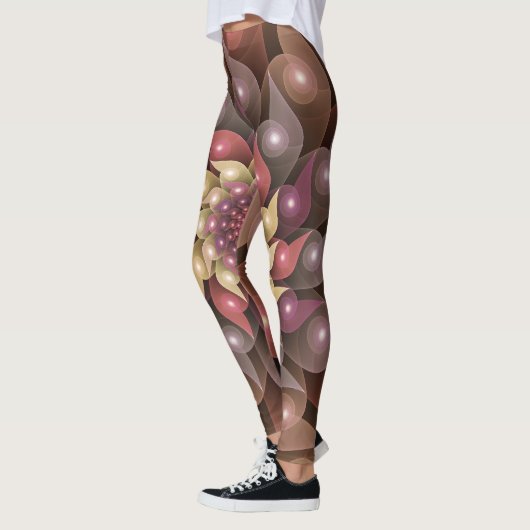Surreal Shiny Blume Modernes Abstraktes Fraktal Ku Leggings (Links)