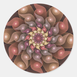 Surreal Shiny Blume Modernes Abstraktes Fraktal Ku Runder Aufkleber