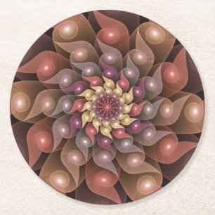 Surreal Shiny Blume Modernes Abstraktes Fraktal Ku Runder Pappuntersetzer