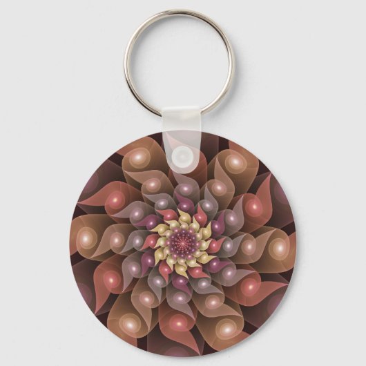 Surreal Shiny Blume Modernes Abstraktes Fraktal Ku Schlüsselanhänger (Vorderseite)