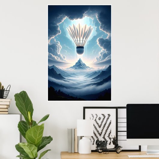 Surreal Shuttlecock Fantasy Landschaft Poster (Heimbüro)