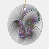 Surreal Shy Beauty Modernes Abstraktes Fraktal Kun Keramik Ornament (Links)