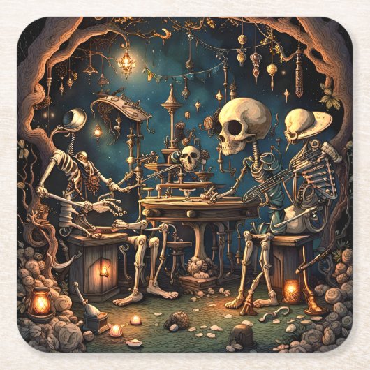 Surreal Skelette III Rechteckiger Pappuntersetzer (Vorderseite)