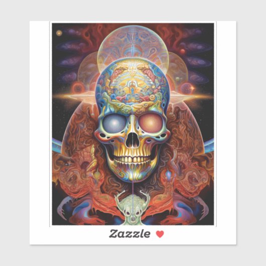 Surreal Skull Farben Visionäre Kunst Aufkleber (Blatt)