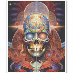 Surreal Skull Farben Visionäre Kunst Aufkleber