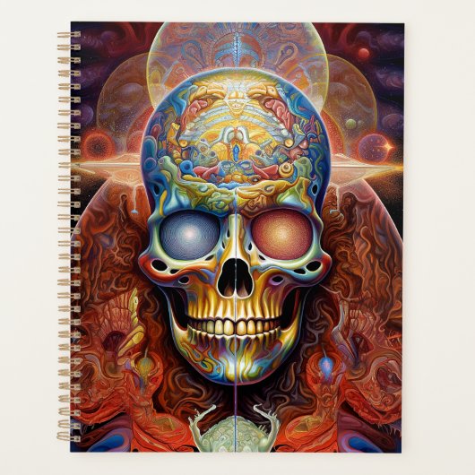Surreal Skull Farben Visionäre Kunst Planer (Vorderseite)