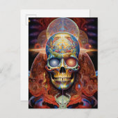 Surreal Skull Farben Visionäre Kunst Postkarte (Vorne/Hinten)