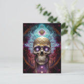 Surreal Skull Farben Visionäre Kunst Postkarte (Stehend Vorderseite)