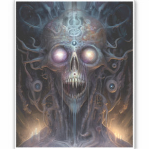 Surreal Skull Gothic Horror Art Aufkleber