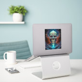 Surreal Skull Gothic Horror Art Aufkleber (Laptop auf Schreibtisch)