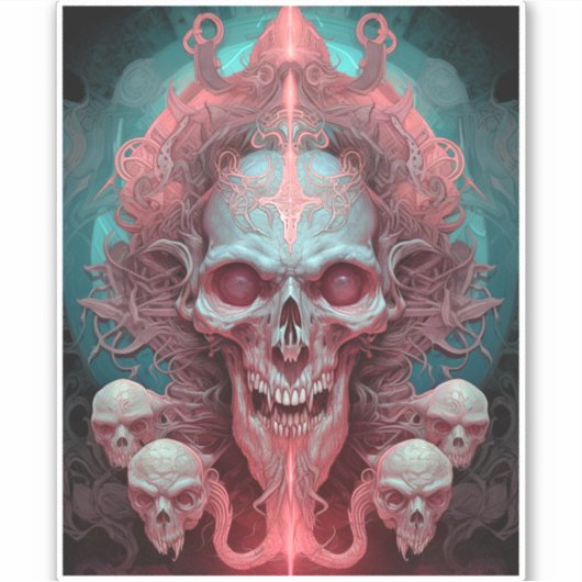 Surreal Skull Gothic Horror Art Aufkleber (Vorderseite)