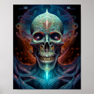 Surreal Skull Gothic Horror Art Poster