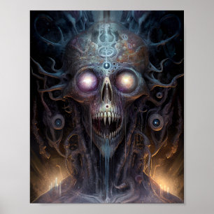 Surreal Skull Gothic Horror Art Poster