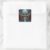 Surreal Skull Gothic Horror Art Quadratischer Aufkleber (Tasche)