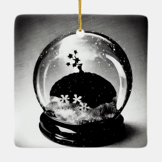 Surreal Snow Globe Keramikornament (Rückseite)