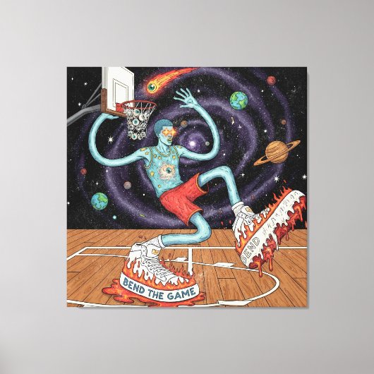 Surreal Space Dunk Stretched Canvas Print Leinwanddruck (Vorderseite)