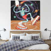 Surreal Space Dunk Stretched Canvas Print Leinwanddruck (Insitu (Schlafzimmer))