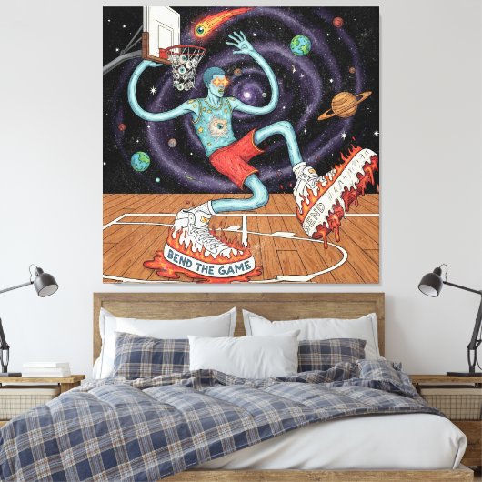 Surreal Space Dunk Stretched Canvas Print Leinwanddruck (Insitu (Schlafzimmer))