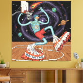 Surreal Space Dunk Stretched Canvas Print Leinwanddruck (Insitu (Wohnzimmer))