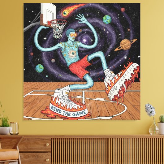 Surreal Space Dunk Stretched Canvas Print Leinwanddruck (Insitu (Wohnzimmer))