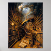Surreal Spiralbibliothek mit endlosen Büchern Poster (Vorne)