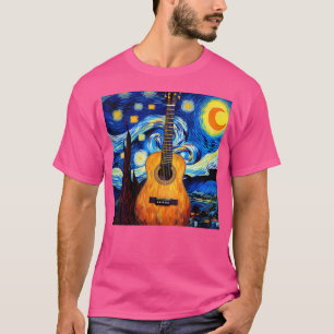 Surreal Starry Night Acoustic Gitarre T-Shirt