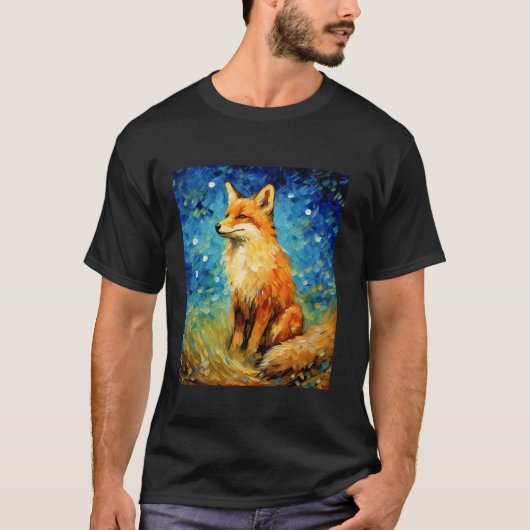 Surreal Starry Night Aesthetic Fox T Shirt (Vorderseite)