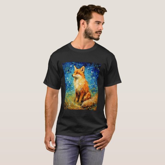 Surreal Starry Night Aesthetic Fox T Shirt (Vorne ganz)