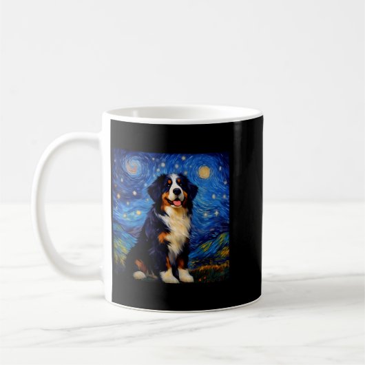 Surreal Starry Night Bernese Mountain Dog  Kaffeetasse (Links)