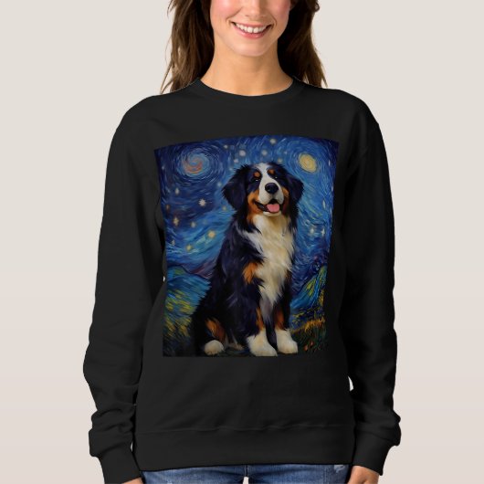 Surreal Starry Night Bernese Mountain Dog Sweatshirt (Vorderseite)