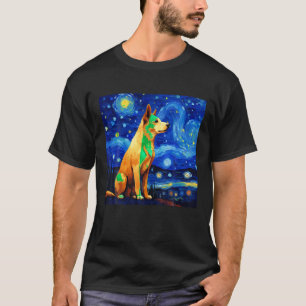 Surreal Starry Night Jindo Dog T Shirt