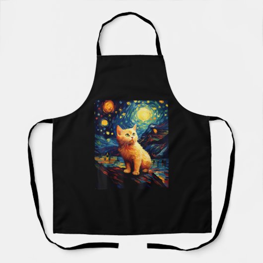 Surreal Starry Night Munchkin Cat Schürze (Vorderseite)