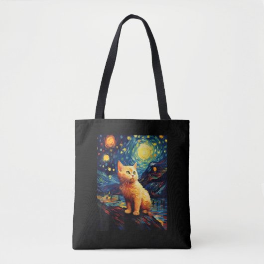 Surreal Starry Night Munchkin Cat Tasche (Vorderseite)