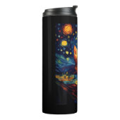 Surreal Starry Night Munchkin Cat Thermosbecher (Nach links gedreht)