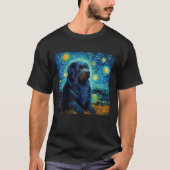 Surreal Starry Night Newfoundland Dog T-Shirt (Vorderseite)