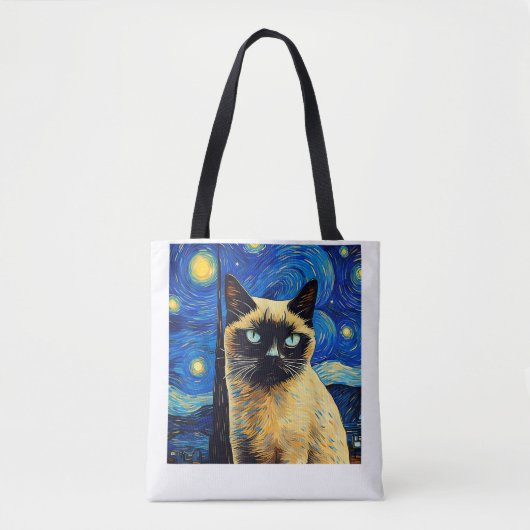 Surreal Starry Night Siamese Cat_1 Tasche (Vorderseite)