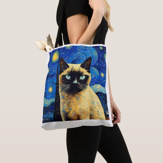 Surreal Starry Night Siamese Cat_1 Tasche (Von Nahem)