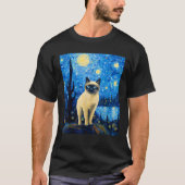 Surreal Starry Night Siamese Cat T Shirt (Vorderseite)