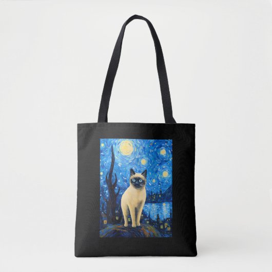 Surreal Starry Night Siamese Cat Tasche (Vorderseite)