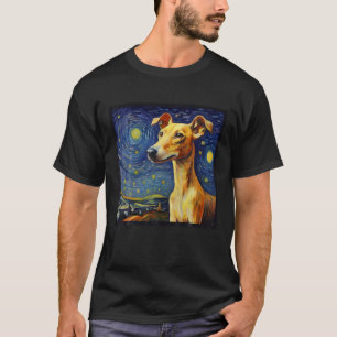 Surreal Starry Night Whippet Dog T Shirt