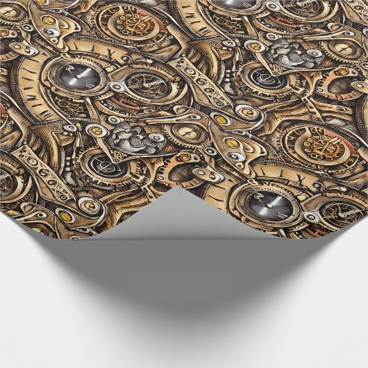 Surreal Steampunk Gears Pattern Geschenkpapier (Ecke)