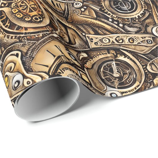 Surreal Steampunk Gears Pattern Geschenkpapier (Rolleneckpunkt)
