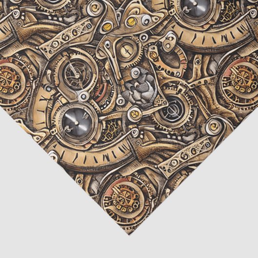 Surreal Steampunk Gears Pattern Seidenpapier (Detail)