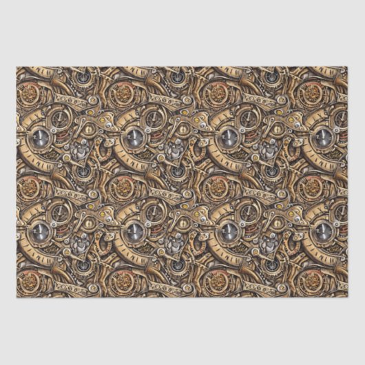 Surreal Steampunk Gears Pattern Seidenpapier (Vorderseite)
