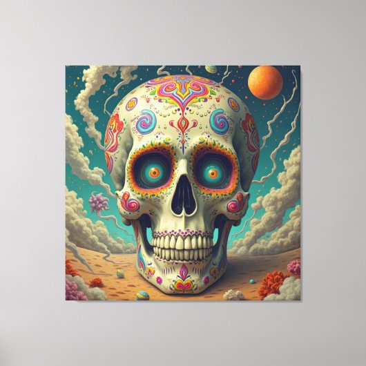 Surreal Sugar Skull Leinwanddruck (Vorderseite)