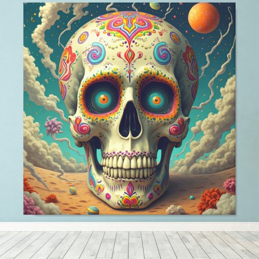 Surreal Sugar Skull Leinwanddruck (Insitu (Holzboden))
