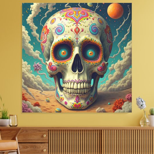 Surreal Sugar Skull Leinwanddruck (Insitu (Wohnzimmer))