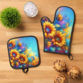 Surreal Sunflores Ofenhandschuh & Topflappen-Set (Oben Unten)