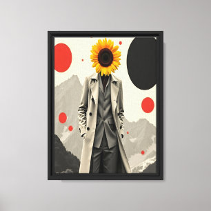 Surreal Sunflower Head Man in Anzug Leinwanddruck