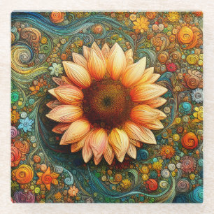 Surreal Sunflower Symphony Glasuntersetzer